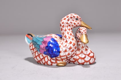 Herend Pair of Porcelain Ducks