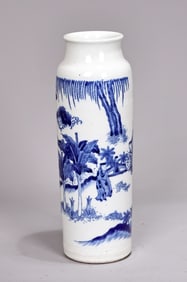 Blue and White Character Pattern Porcelain Vase