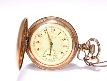 Elgin 14Yellow Gold 7J. Pendant Winding Pocket Watch With 12k GF Necklace