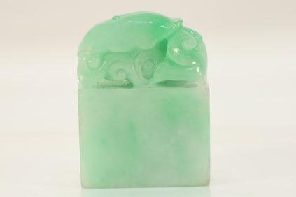 Jadeite Carved Reishi Mushroom Shape Stone Seal