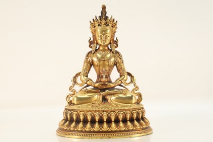Gilt Bronze Infinite Life Buddha Figure