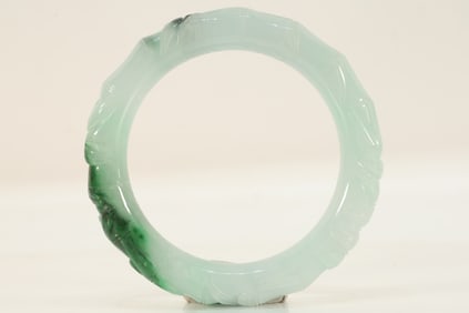 Jadeite Carved Bamboo Pattern Bangle