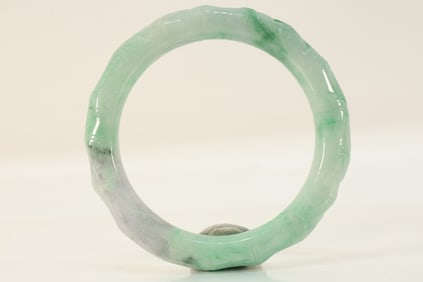 Jadeite Carved Bamboo Pattern Bangle