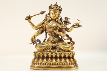 Gilt Bronze Manjushri Figure