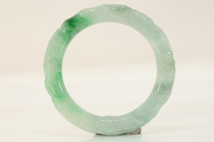 Jadeite Carved Bamboo Pattern Bangle