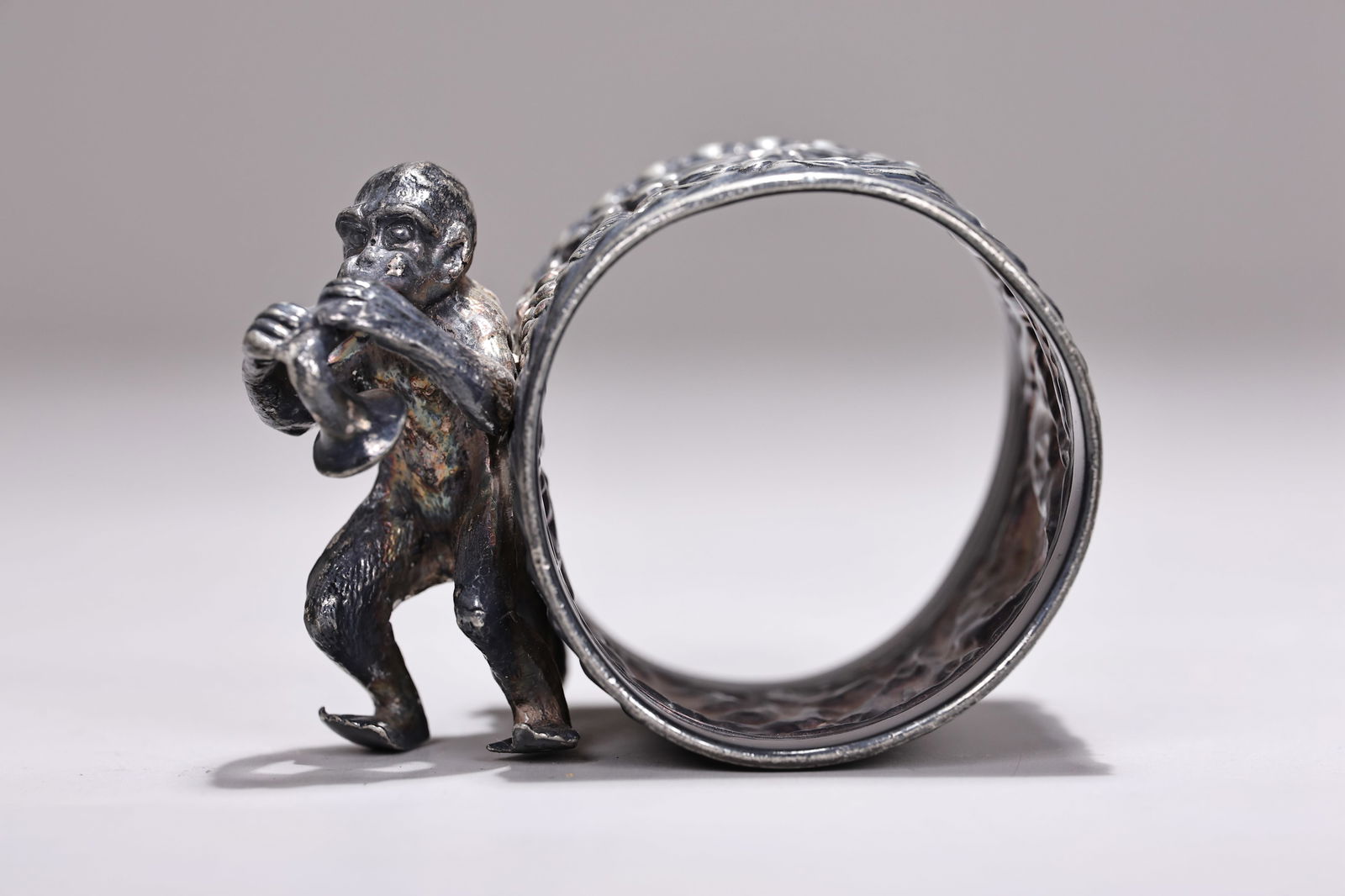 Monkey With Horn Silverplate Napkin Ring (1 of 6)