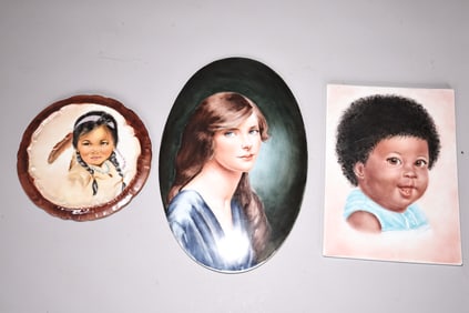 Collection Of Three Portrait Painted Porcelain Miniatures