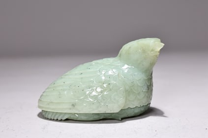Chinese Jade Quail Shape Lid Box