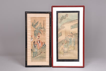 Pair of Chinese Drawing Character Panel