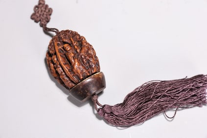 Chinese Hand Hollow Carved Walnut Ornament