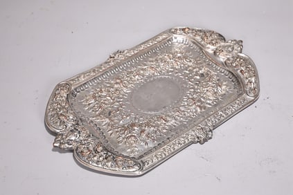Vintage Ornate Silverplate Angle Platter Serving Tray
