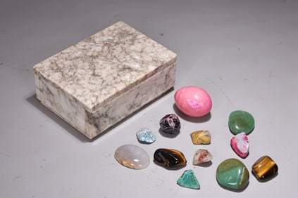 Marble Stone Box Of Natural Mixed Jasper Gemstone