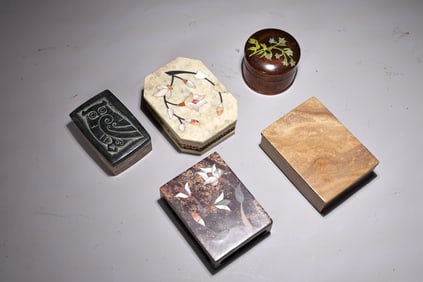 Beautiful Boxes Collection Of Hard Stone Pearl Inlay And Wood Box