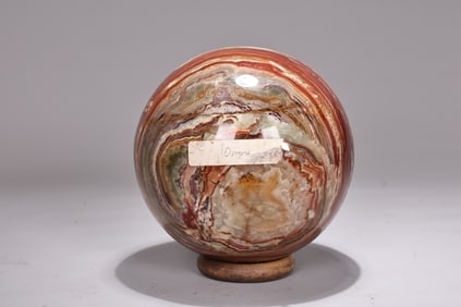 Large Natural Rainbow Green Onyx Sphere With Stand