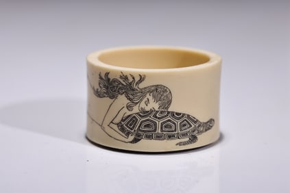 Resin Trinket Box With Nude Mermaid And Turtle No Lid