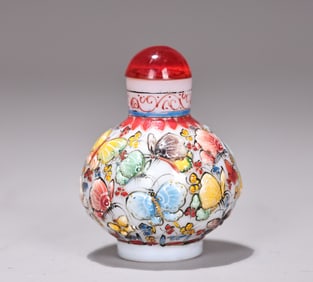 Enamel Drawing Butterfly Glassware Snuff Bottle