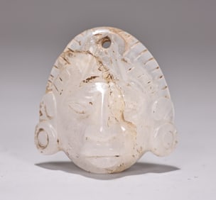 Pre Columbian Maya Clear Crystal Face Pendant