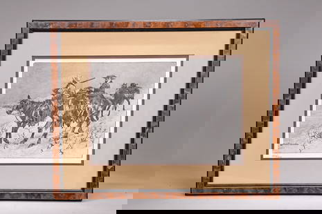 Thanksgiving Dinner For The Ranch By Frederic Remington: Thanksgiving Dinner For The Ranch By Frederic Remington (55 x 43 x 2.5 cm Including frame)