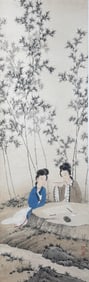 Chinese Drawing Bamboo and Beauty Painting,Chen Shaomei Mark