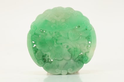 Jadeite Carved Flower Pattern Pendant