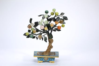 Bronze Cloisonne Carved Flower Pattern Flower Pot Shape Figure