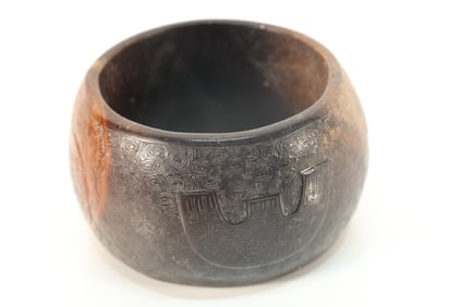 Liangchu Jade Carved Beast Face Pattern Bangle