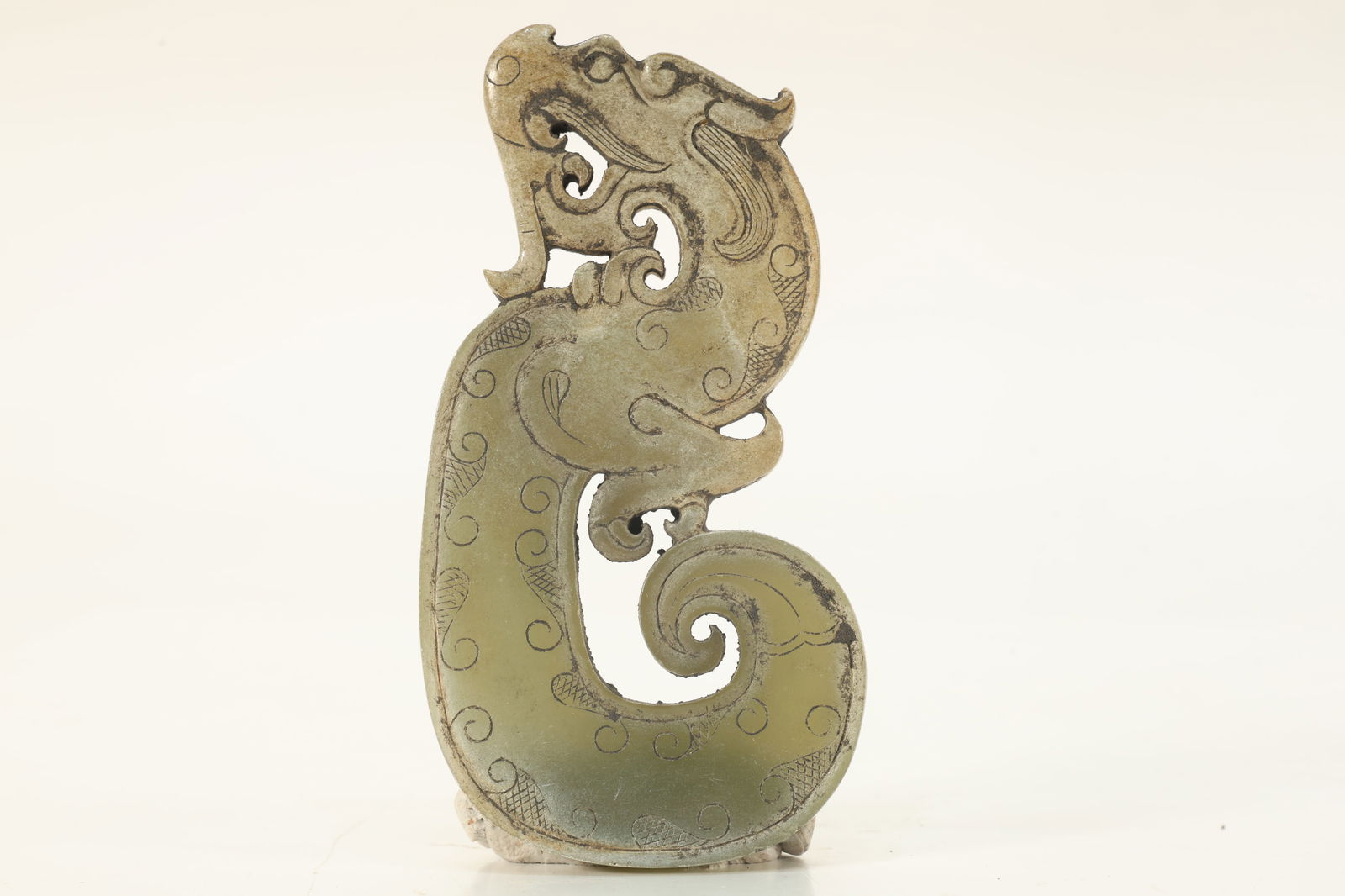 Jade Carved Dragon Shape Bi (1 of 6)