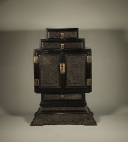 Red Sandalwood Carved Cloud and Dragon Pattern Cabinet