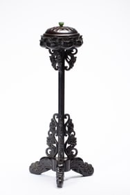 Red Sandalwood Carved Flower Pattern Incense Burner