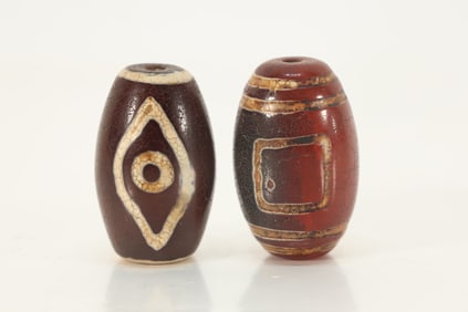 Pair of Agate Dzi Bead