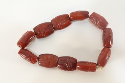 Liangchu Jade Carved Cicada Shape Bead Bracelet