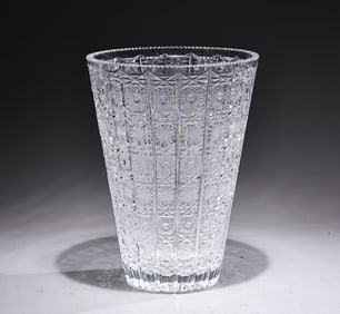 Bohemian 9.5" Czech Crystal Cut Queens Lace Large Vase