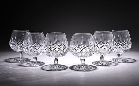 Waterford 5" Lismore Connoisseur Brandy Crystal Glasses Set Of 6