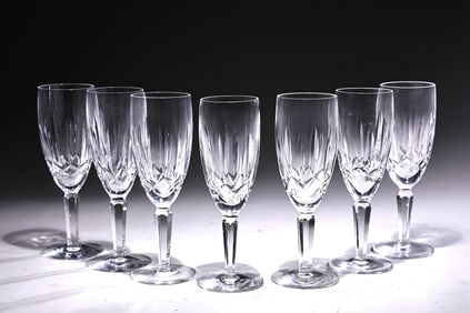 Waterford 7.5" Kildare Crystal Fluted Champagne Glasses Set Of 7