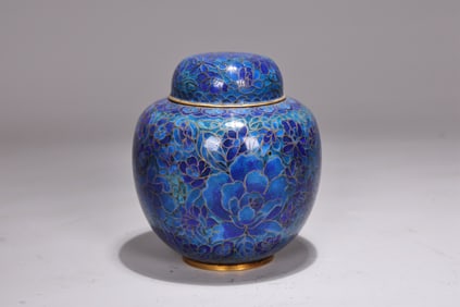 Chinese Bronze Cloisonee Flower Pattern Lid Pot
