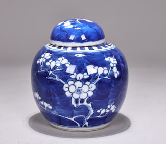 Chinese Blue and White Plum Flower Lid Pot