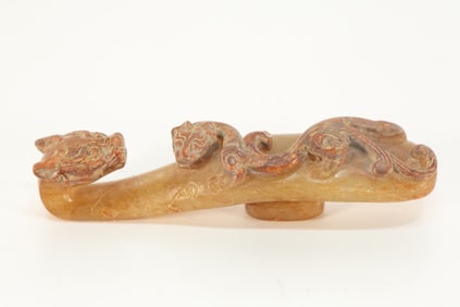 Jade Carved Dragon Shape Belt Hook