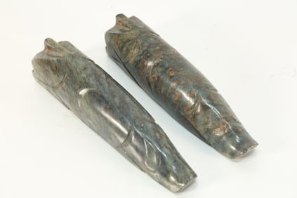 Pair of Jade Carved Pig Shape Ornament