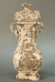 Jade Carved Flower Pattern Double Ears Vase
