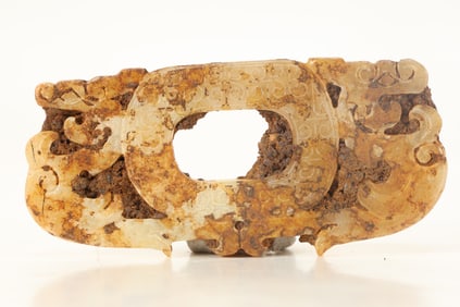 Jade Carved Dragon Shape Bi