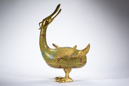 Bronze Cloisonne Carved Goose Shape Figure