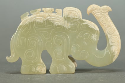 Jade Carved Elepant Shape Bi