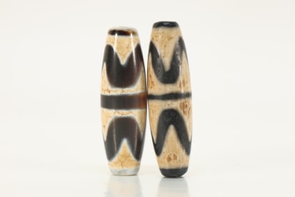 Pair of Agate Dzi Bead