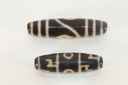 Pair of Agate Dzi Bead