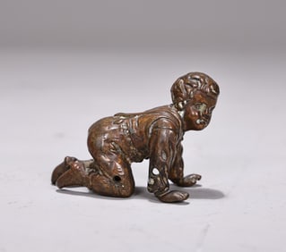 Vintage Vienna Style Bronze Sculpture Of A Boy Crawling