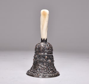Dinner Bell Marked #042 Old Florentine With Bone Handle By Gorham