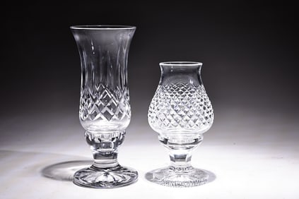 Waterford 2 Pieces Crystal Lismore Hurricane Lamps Globe