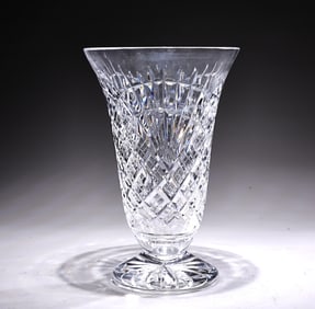 Waterford 9.5" Diamond Cut Crystal Footed Vase