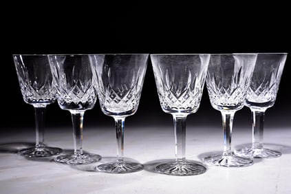 Waterford 6.7" Lismore Crystal Claret Wine Glasses Set Of 6