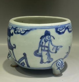 Blue and White Character Pattern Porcelain Incense Burner